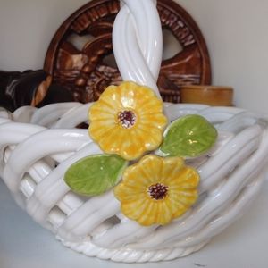 Portugal ☀️ Sunny Flower☀️ Ceramic Weave-Style Basket